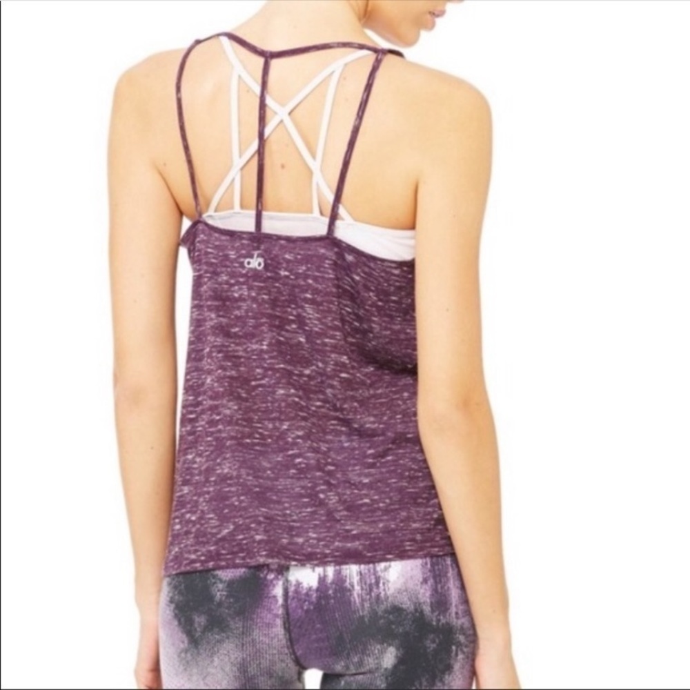 ALO Yoga Helena Heathered Purple Strappy Back Tank top